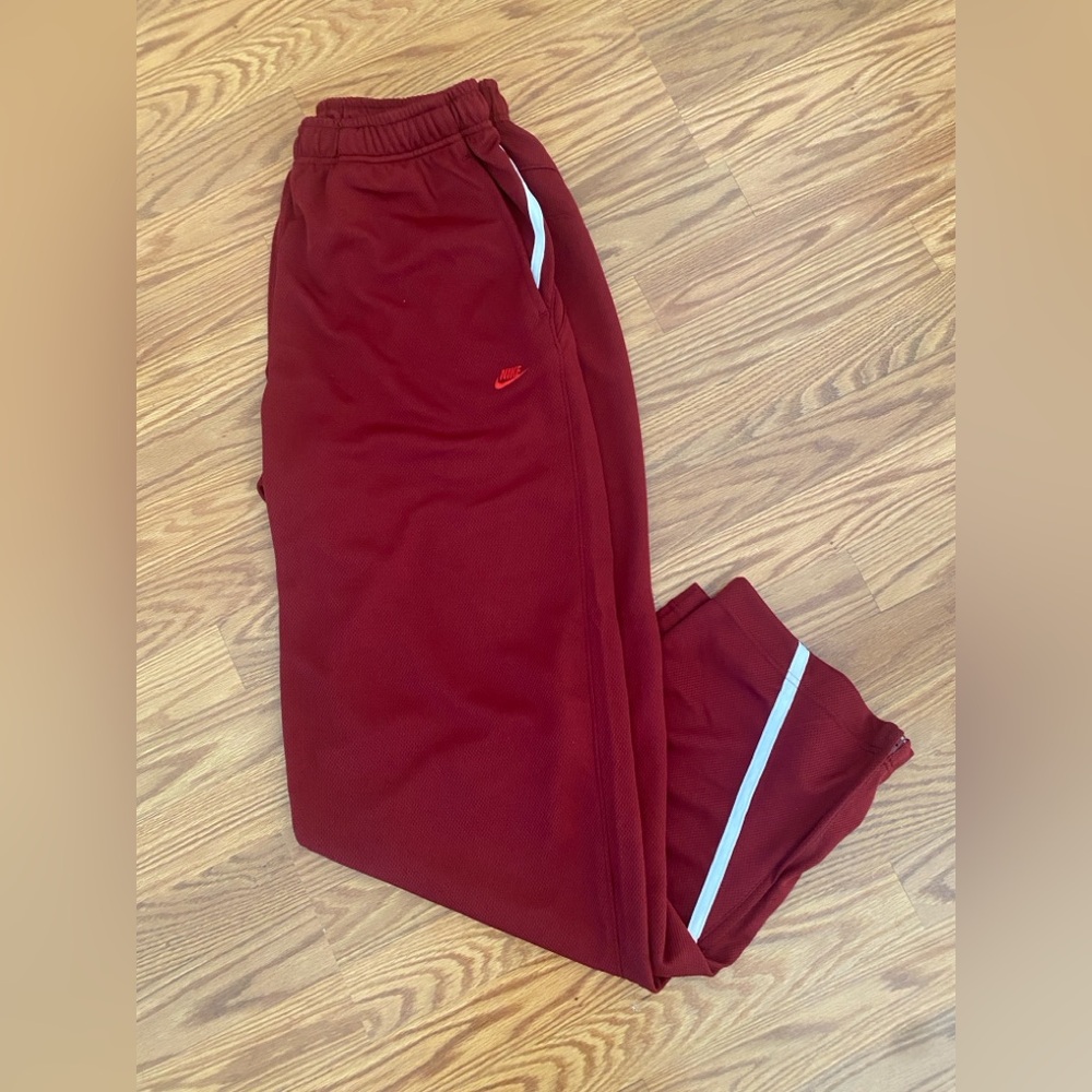 Nike Burgundy Track Pants with White Accents